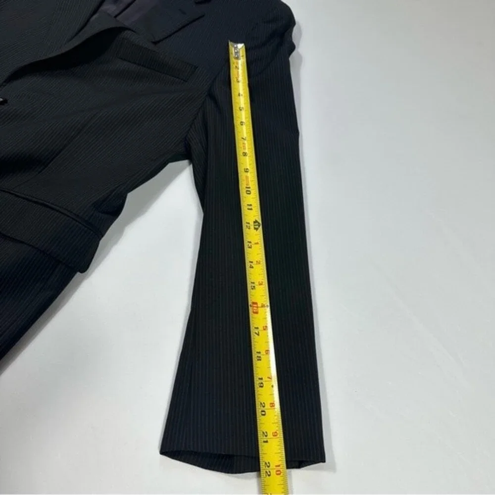 Lauren Ralph Lauren Mens Suit Size 44R 100% Wool Black Striped Jacket Blazer